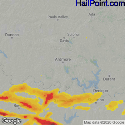 Hail Map for Ardmore, OK Region on May 5, 2023 