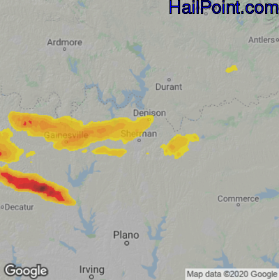 Hail Map for Sherman, TX Region on May 5, 2023