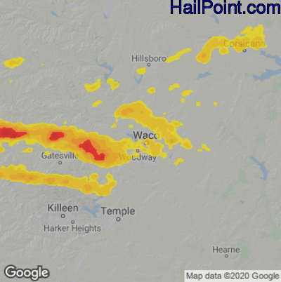 Hail Map for Waco, TX Region on May 5, 2023 