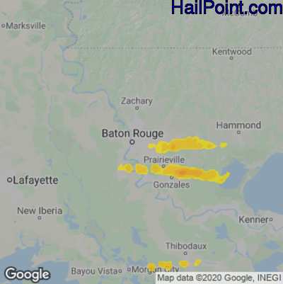 Hail Map for Baton Rouge, LA Region on May 5, 2023