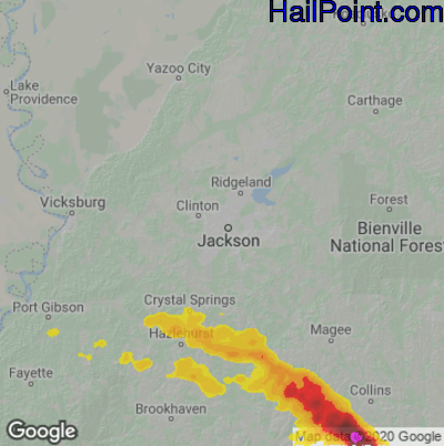 Hail Map for Jackson, MS Region on May 5, 2023