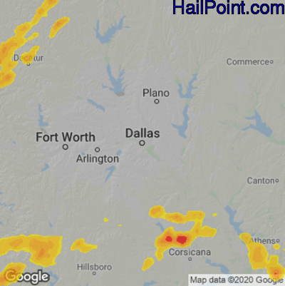 Hail Map for Dallas, TX Region on May 5, 2023 