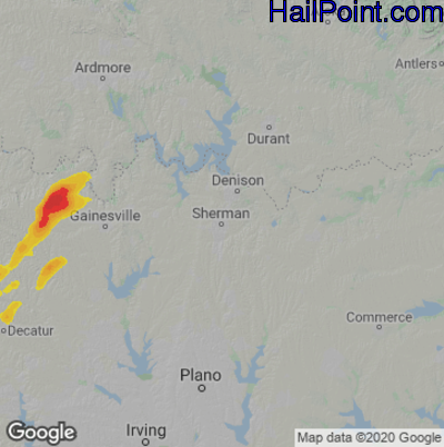 Hail Map for Sherman, TX Region on May 5, 2023