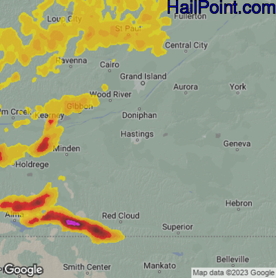 Hail Map for Hastings, NE Region on May 5, 2023