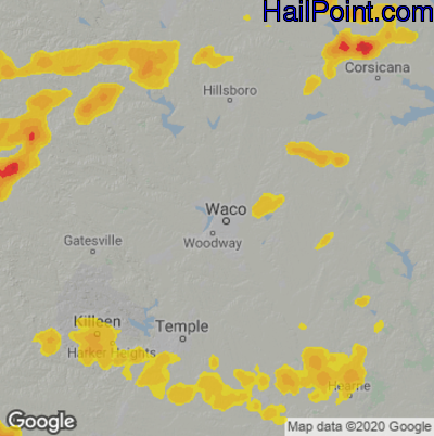 Hail Map for Waco, TX Region on May 5, 2023