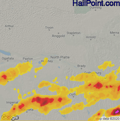 Hail Map for North Platte, NE Region on May 5, 2023