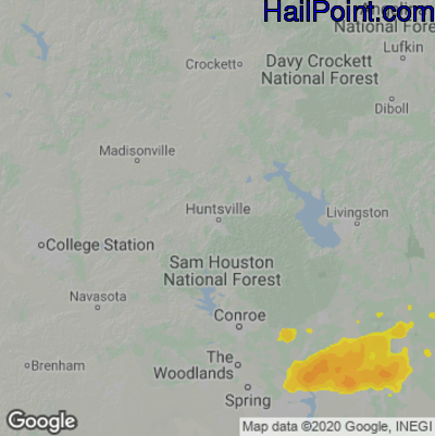 Hail Map for Huntsville, TX Region on May 6, 2023