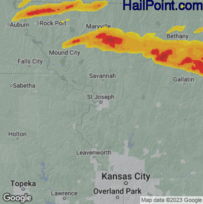 Hail Map for St. Joseph, MS Region on May 6, 2023