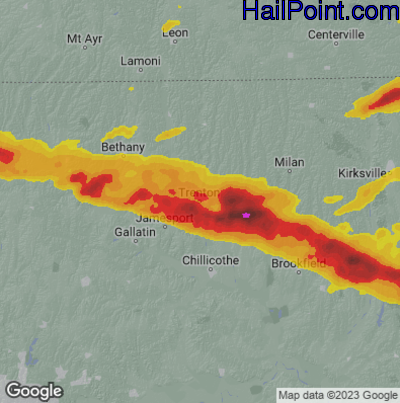 Hail Map for Trenton, MO Region on May 6, 2023