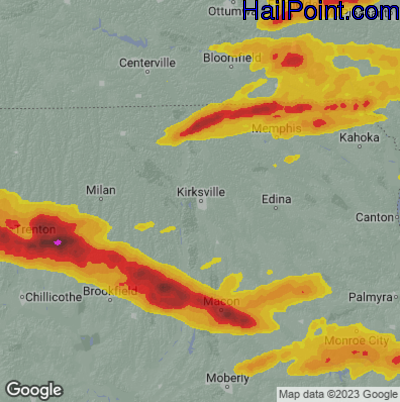 Hail Map for Kirksville, MO Region on May 6, 2023
