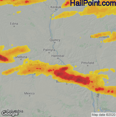 Hail Map for Hannibal, MO Region on May 6, 2023