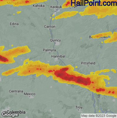 Hail Map for Hannibal, MS Region on May 6, 2023
