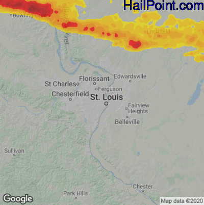 Hail Map for St. Louis, MO Region on May 6, 2023 