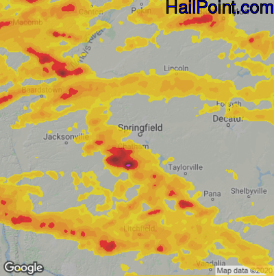 Hail Map for Springfield, IL Region on May 6, 2023 