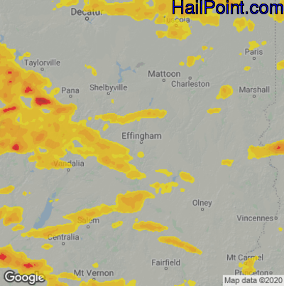 Hail Map for Effingham, IL Region on May 6, 2023 