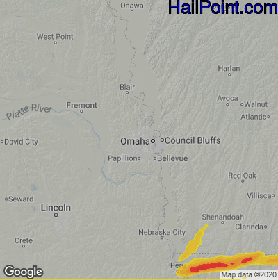 Hail Map for Omaha, NE Region on May 6, 2023 
