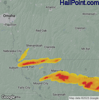 Hail Map for Clarenda, IA Region on May 6, 2023