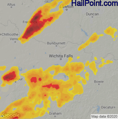 Hail Map for Wichita Falls, TX Region on May 6, 2023