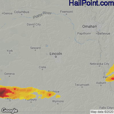 Hail Map for Lincoln, NE Region on May 6, 2023 