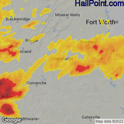 Hail Map for Stephenville, TX Region on May 6, 2023