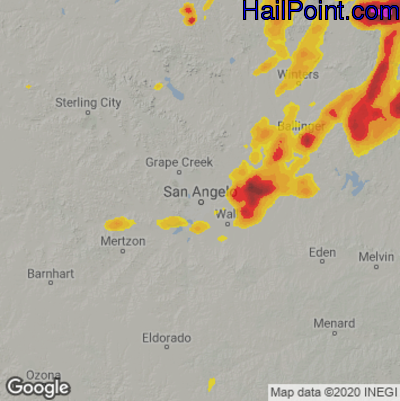 Hail Map for San Angelo, TX Region on May 6, 2023