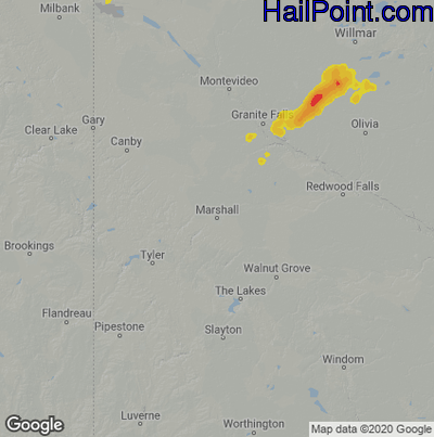 Hail Map for Marshall, MN Region on May 6, 2023