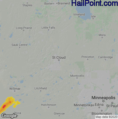 Hail Map for St Cloud, MN Region on May 6, 2023