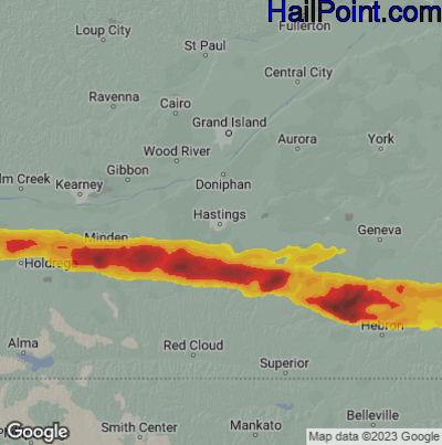 Hail Map for Hastings, NE Region on May 6, 2023