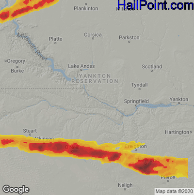 Hail Map for Grand Island, NE Region on May 6, 2023 