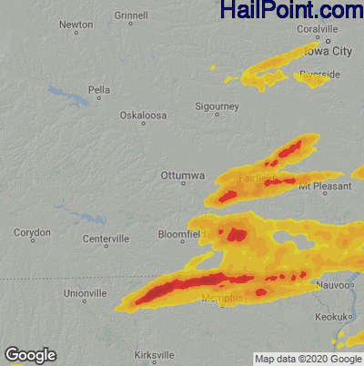 Hail Map for Ottumwa, IA Region on May 7, 2023 