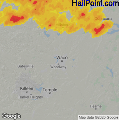 Hail Map for Waco, TX Region on May 7, 2023