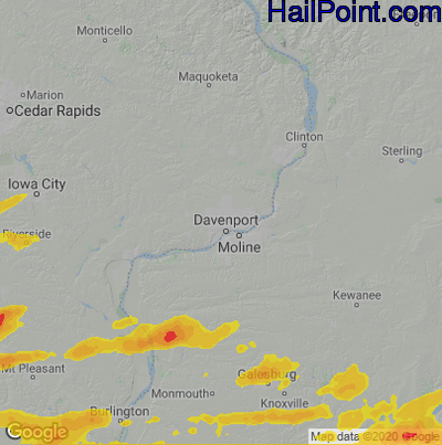 Hail Map for Davenport, IA Region on May 7, 2023 