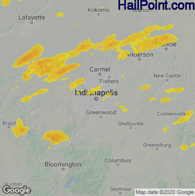 Hail Map for Indianapolis, IN Region on May 7, 2023
