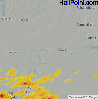 Hail Map for Peru, IL Region on May 7, 2023