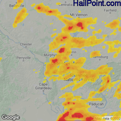 Hail Map for Carbondale, IL Region on May 7, 2023 