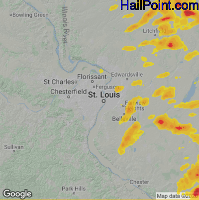 Hail Map for St. Louis, MO Region on May 7, 2023 