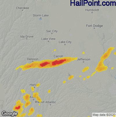 Hail Map for Carroll, IA Region on May 7, 2023