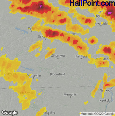 Hail Map for Ottumwa, IA Region on May 7, 2023 