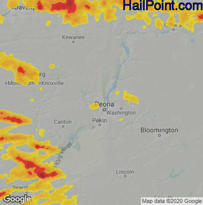 Hail Map for Peoria, IL Region on May 7, 2023 