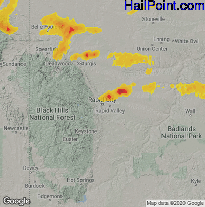 Hail Map for Rapid City, SD Region on May 7, 2023