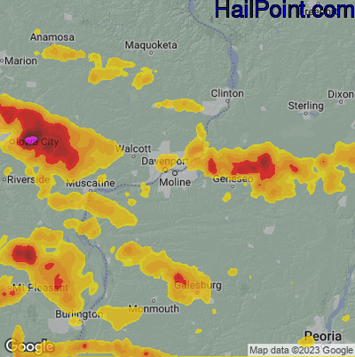 Hail Map for Moline, IL Region on May 7, 2023 