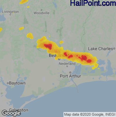 Hail Map for Beaumont, TX Region on May 8, 2023