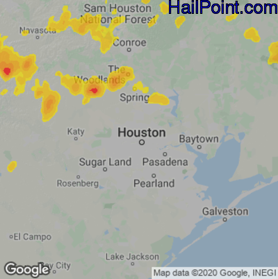 Hail Map for Houston, TX Region on May 8, 2023 