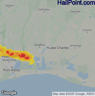 Hail Map for Lake Charles, LA Region on May 8, 2023