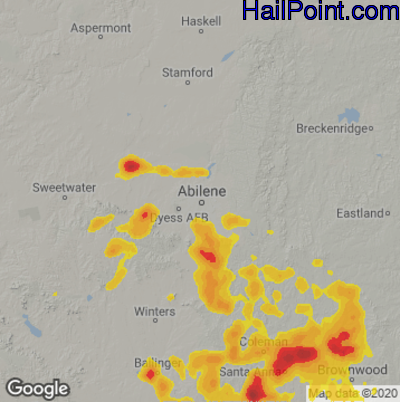 Hail Map for Abilene, TX Region on May 8, 2023 