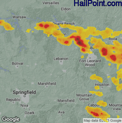 Hail Map for Lebanon, MS Region on May 8, 2023