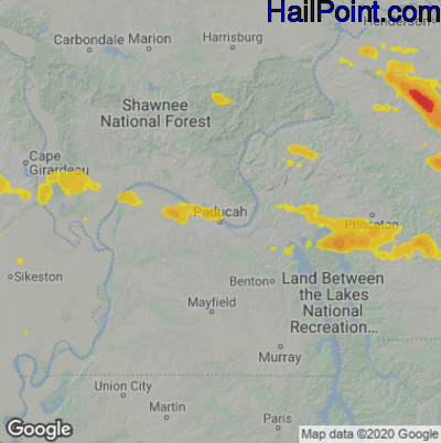 Hail Map for Paducah, KY Region on May 9, 2023 