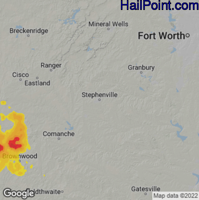 Hail Map for Stephenville, TX Region on May 9, 2023