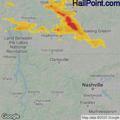 Hail Map for Clarksville, TN Region on May 9, 2023