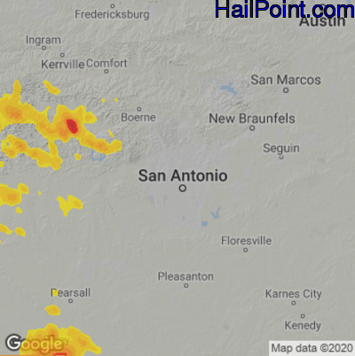 Hail Map for San Antonio, TX Region on May 9, 2023